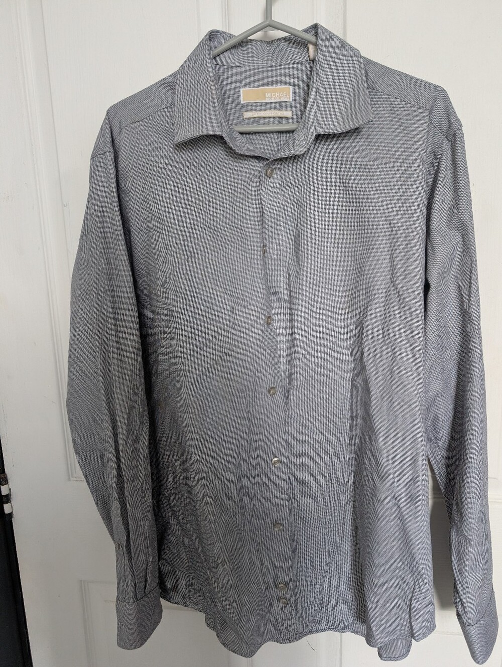 Men's Michael Kors Blue And White Checked Button Up